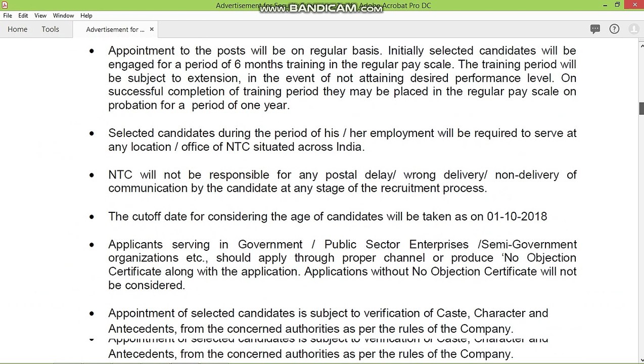 NTCL MUMBAI - 2018 Notification - 14 posts