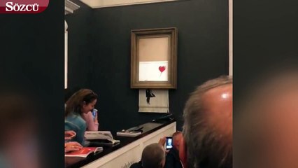 Banksy'nin Kırmızı Balonlu Kızı kendisini imha etti