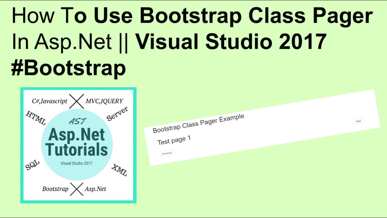 How to use bootstrap pager class in asp.net || visual studio 2017 #bootstrap