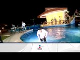 Grupero se cae a la alberca y se enoja con sus amigos por no ayudarlo | Qué Importa