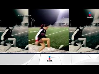 ¿Cómo lo hizo? Porrista salta sobre banco inexistente | Noticias con Francisco Zea