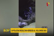 Chiclayo: 30 efectivos policiales resultan heridos al volcarse bus