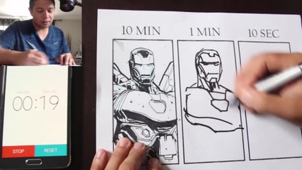 Réaliser un dessin d'Iron Man en 10 mn, 1mn et 10s
