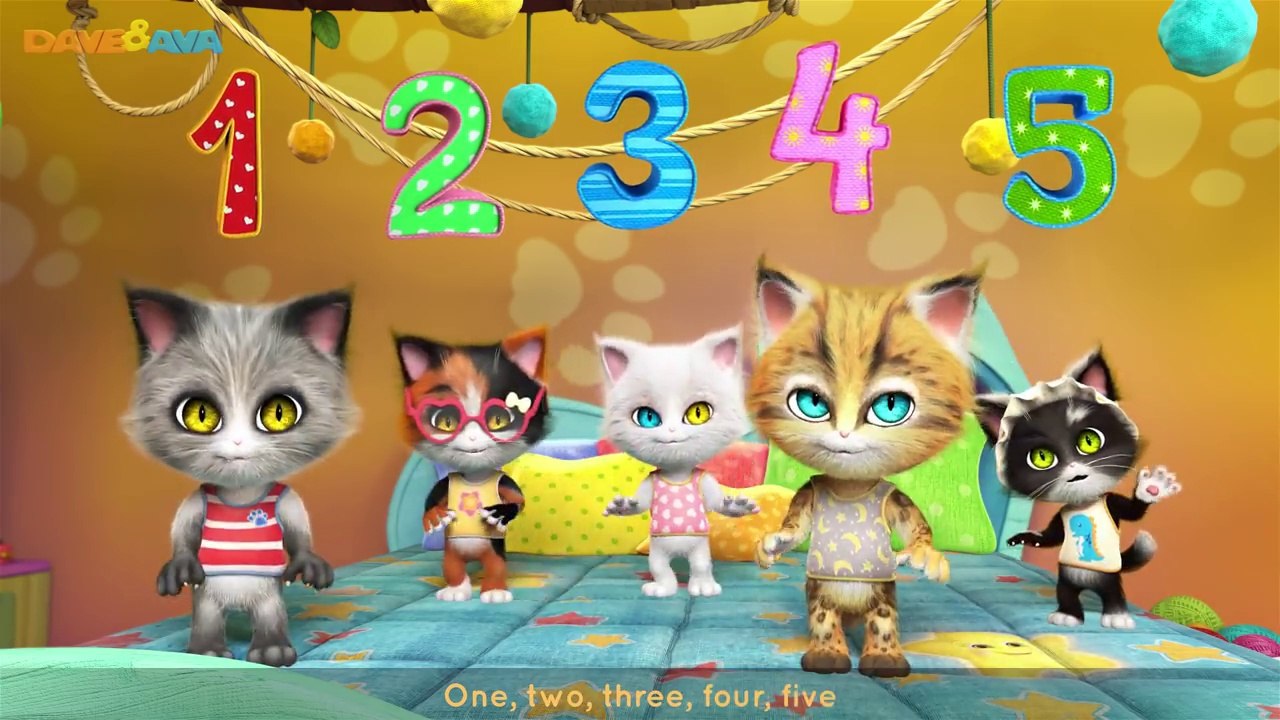 Five Little Kittens Jumping on the Bed Nursery Rhymes and Kids Songs