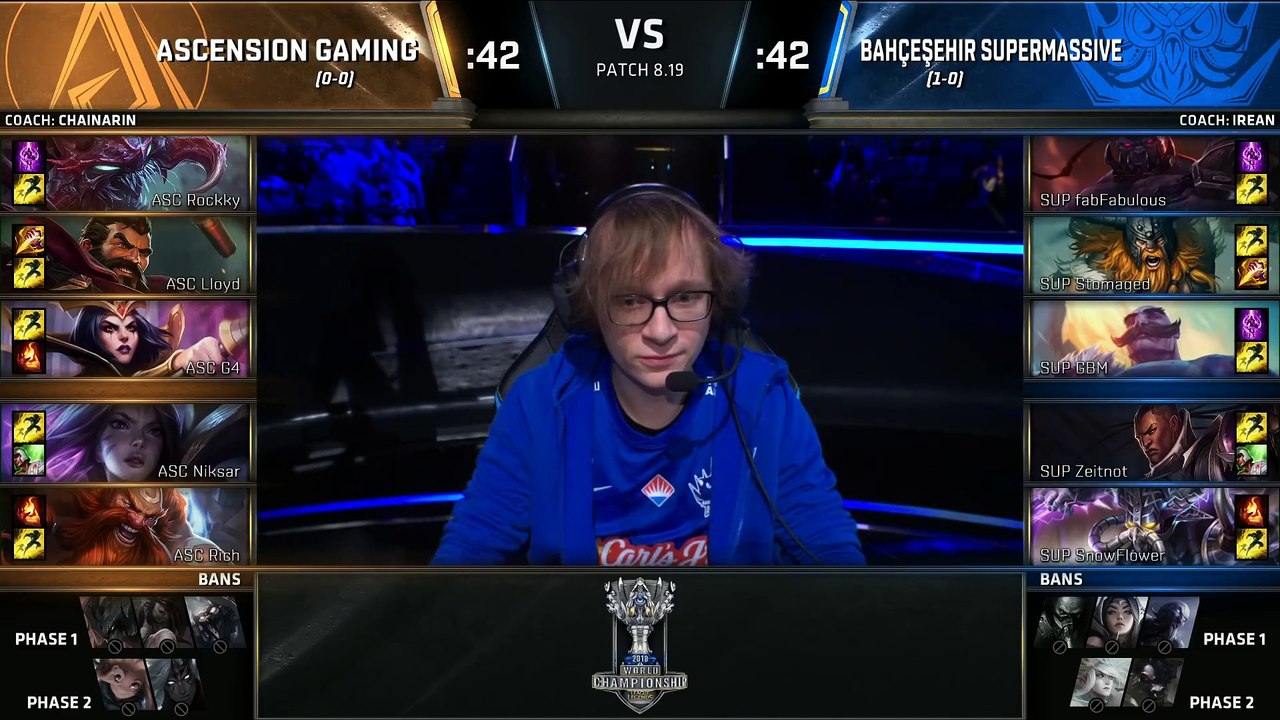 ASC vs SUP   Day 2 Play-In Stage S8 LoL Worlds 2018   Ascension Gaming vs SuperMassive