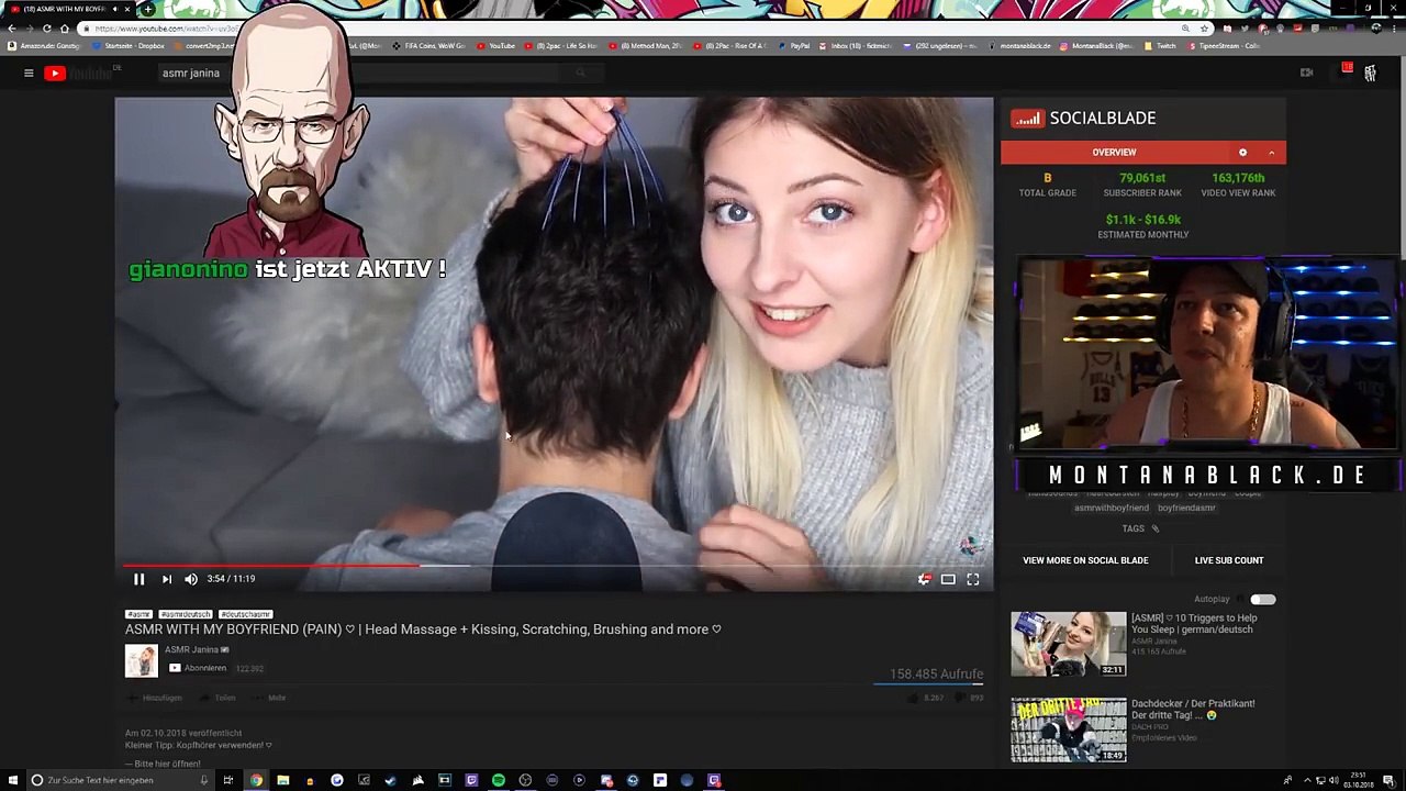 MontanaBlack reagiert auf ASMR Janina  mit Pain | MontanaBlack Reaktion