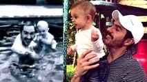 Mauricio Ochmann le enseña a nadar a su hija Kailani