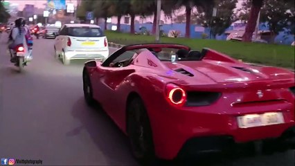 Look at the licence plate!!!Girl Driving DUBAI'S Ferrari in INDIA(Hyderabad)!!!
