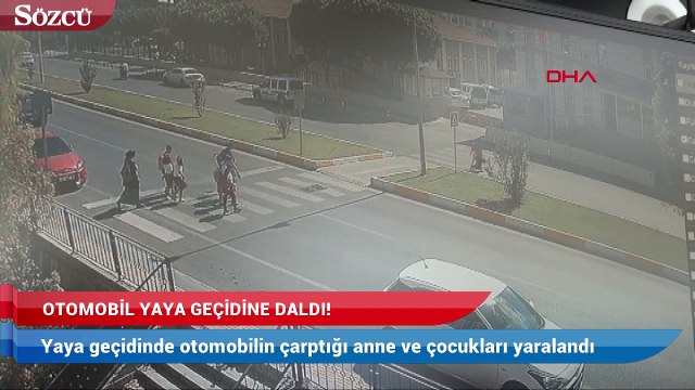 Yaya geçidinde otomobilin çarptığı anne ve çocukları yaralandı