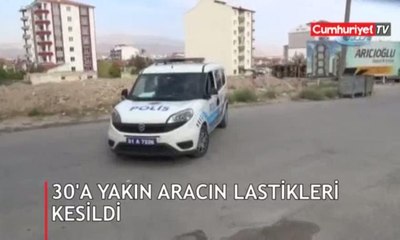30’a yakın aracın lastikleri bıçakla kesildi
