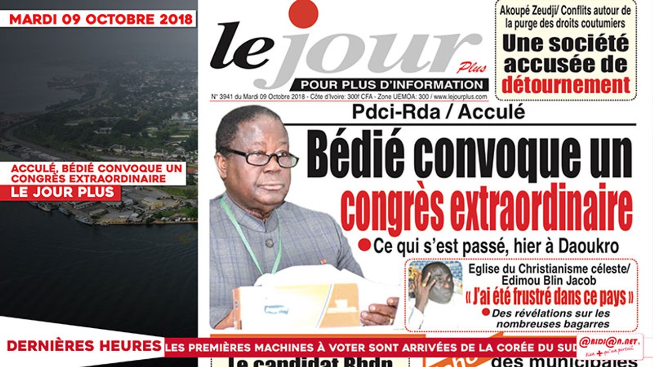 Le Titrologue du 09 Octobre 2018 / Situation socio-politique : Acculé, Bédié convoque un congrès extraordinaire
