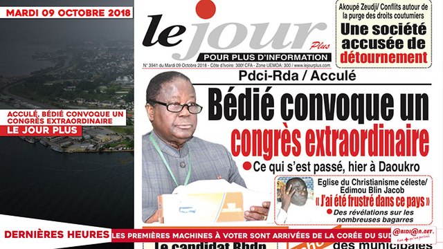 Le Titrologue du 09 Octobre 2018 / Situation socio-politique : Acculé, Bédié convoque un congrès extraordinaire