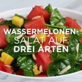 Genieß noch die letzten sommerlich-erfrischenden Wassermelonen des Jahres – mit diesen 3 Rezepten für Wassermelonen-Salat!Die ganzen Rezepte findest du hier: