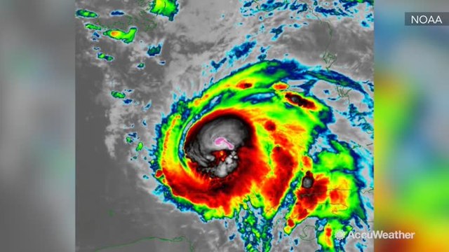 Creepy skull appears while satellite shows Hurricane Michael