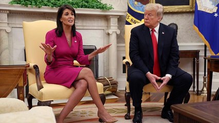 Скачать видео: Dimite la embajadora de EEUU en Naciones Unidas, Nikki Haley