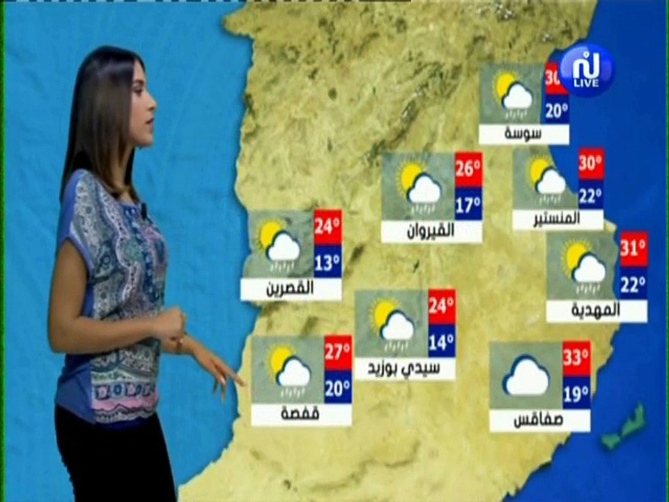 النشرة الجوية المسائية ليوم الثلاثاء 09 أكتوبر...