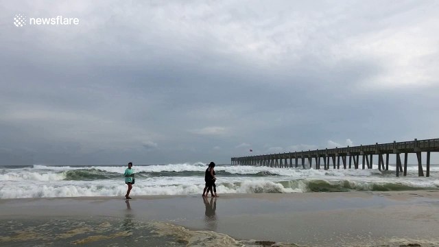 Crashing waves on Pensacola Beach as Michael upgraded to Category 3 storm, nears landfall
