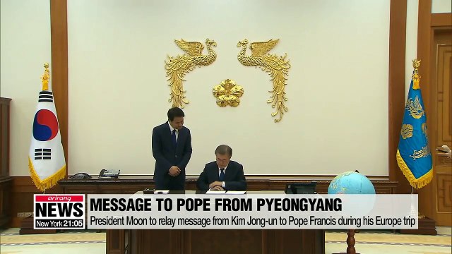 President Moon to relay message from Kim Jong-un to Pope Francis during his Europe trip