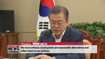 President Moon urges parliament to uphold their strict standards they impose on gov't