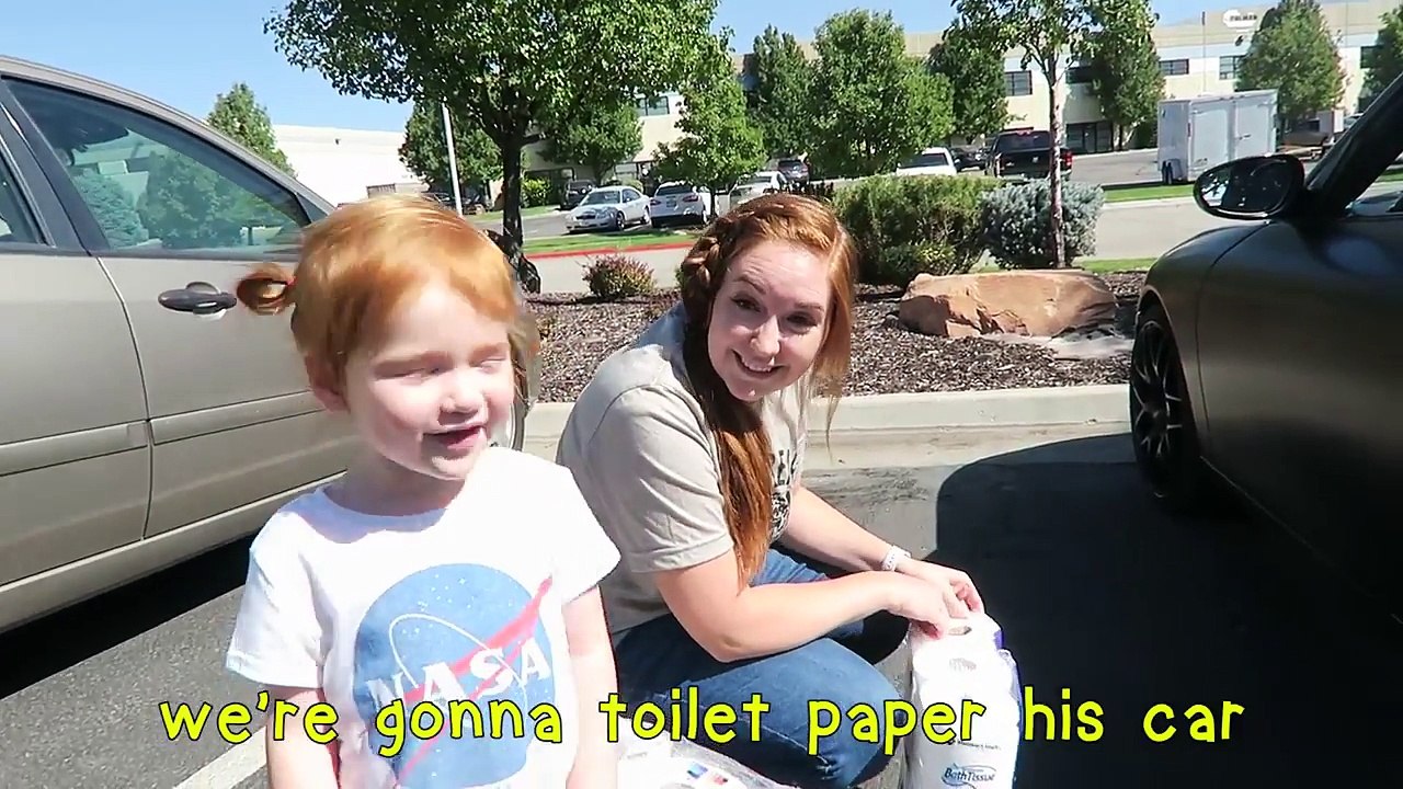 Adley giant TOILET PAPER prank!! baby vs car
