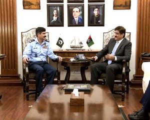 SindhCM meets AVM Ahsan Rafiq Chauhdry, SI(M), (AOC SAC), Karachi at CM house.