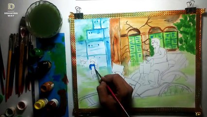 How to draw Rainy Season (বর্ষা কাল) _ step by step _ watercolours (241)