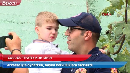 Arkadaşıyla oynarken, başını korkuluklara sıkıştırdı