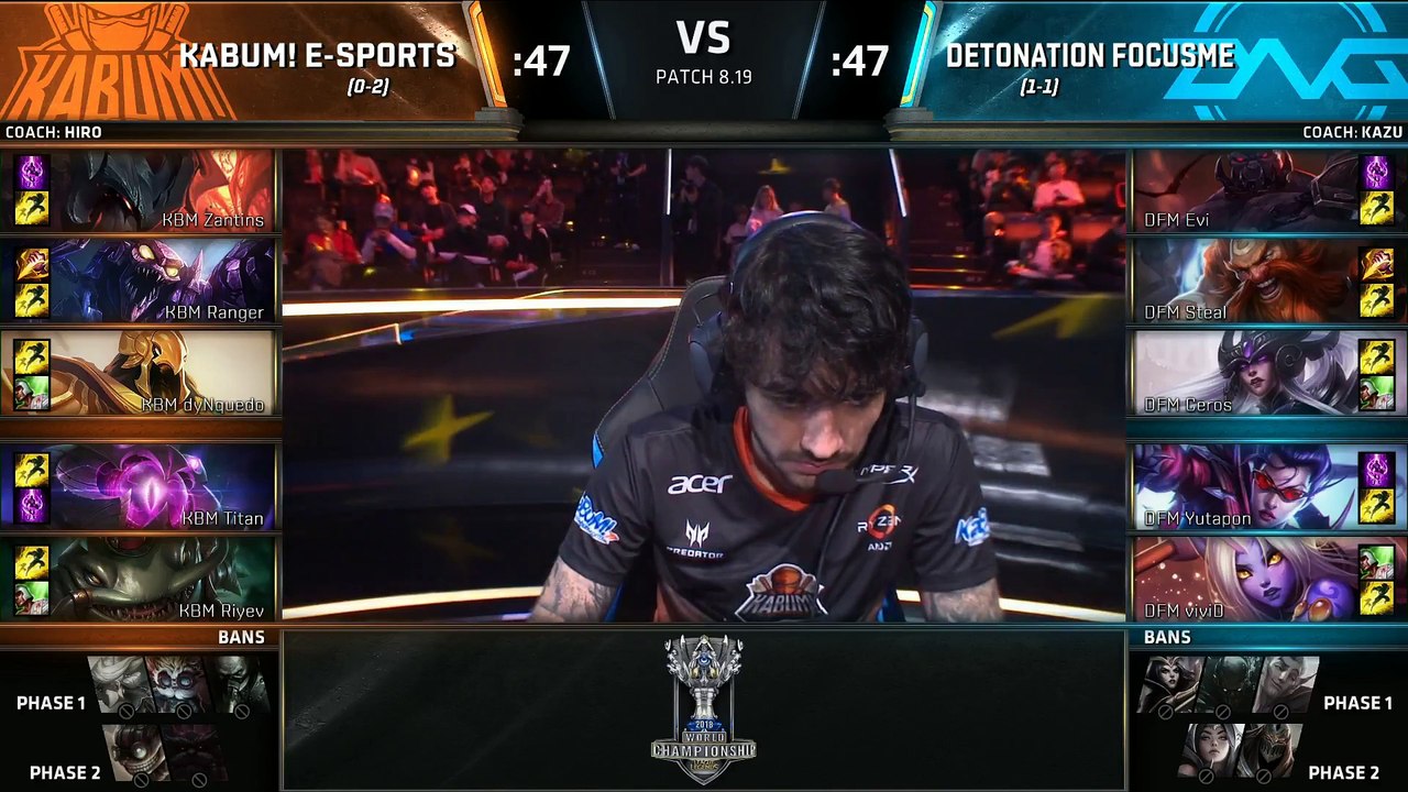 KBM vs DFM   Day 3 Play-In Stage S8 LoL Worlds 2018   KaBuM! e-Sports vs DetonatioN FM