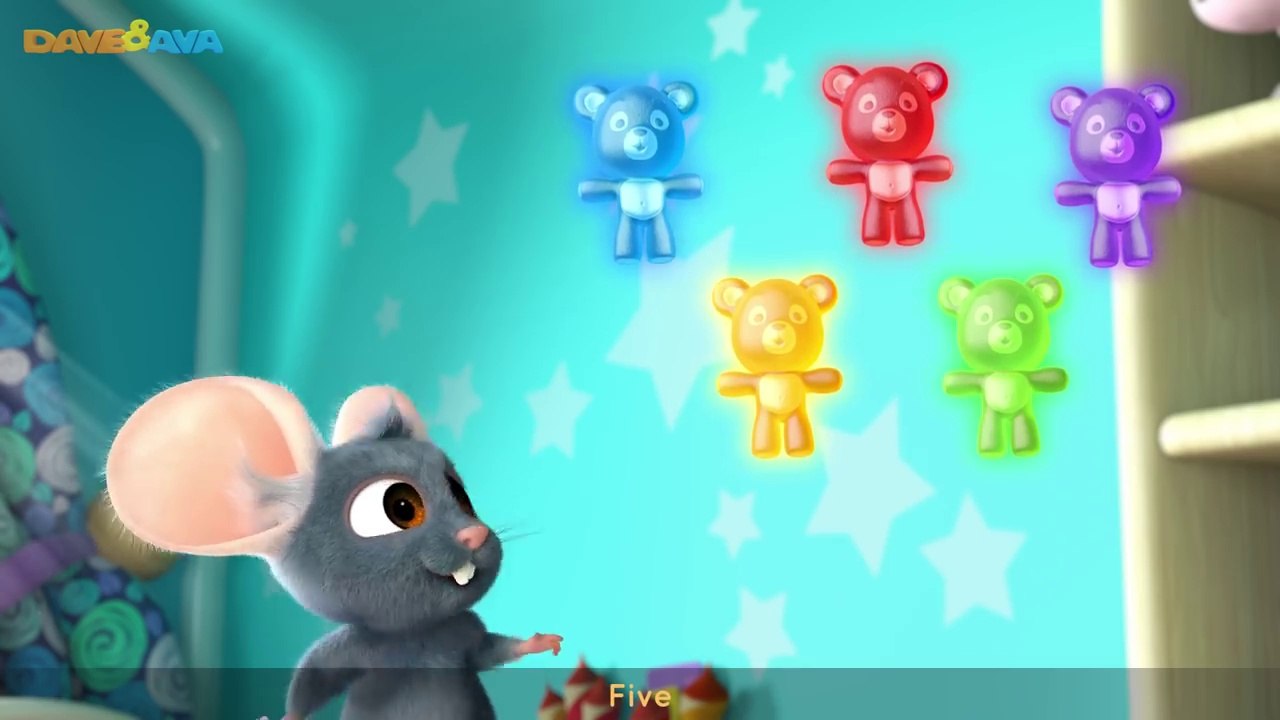 Five Little Gummy Bears | Learn to Count Five Little Gummy Bears with Dave and Ava