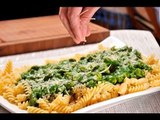 Fusilli con pollo en crema de espinacas - Chicken Fusilli in Spinach Cream Sauce