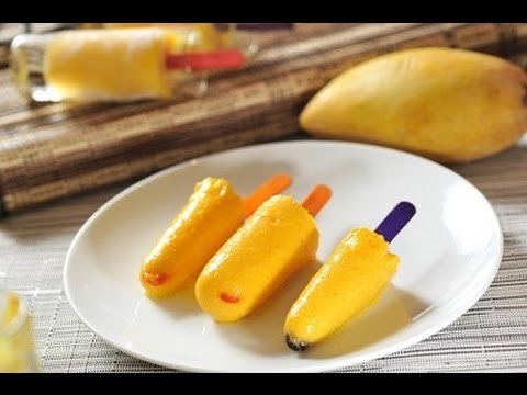 Paletas heladas de mango con yogur - Recetas de postres - Mango yogurt popsicles