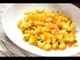 Codos con chicharos y camarones al curry - Recetas de cocina italiana en español - recetas de pastas