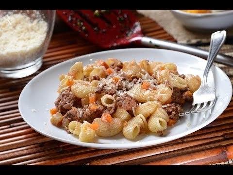Coditos con carne de res- Recetas de pasta