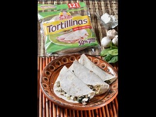Quesadillas de espinacas con champiñones