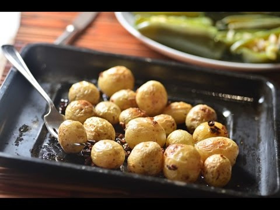 Papitas cambray al ajillo y al horno - Recetas de botanas fáciles