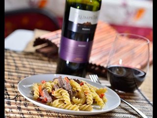 Fusilli con champiñones y carne - Receta de pasta con maridaje
