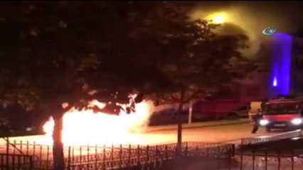 Ailesine kızdı, aracını ateşe verdi