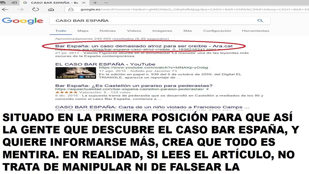 15 CASO BAR ESPAÑA: LA MANIPULACION DE GOOGLE