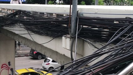 Messy Cables On Thai Bridge