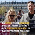 Pamela Anderson et Maxime Dereymez se font enfermer dans une cage en plein Paris