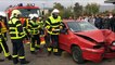Démonstration d'une désincarcération au lycée technique Hanzelet de Pont-à-Mousson, par les sapeurs-pompiers mussipontain