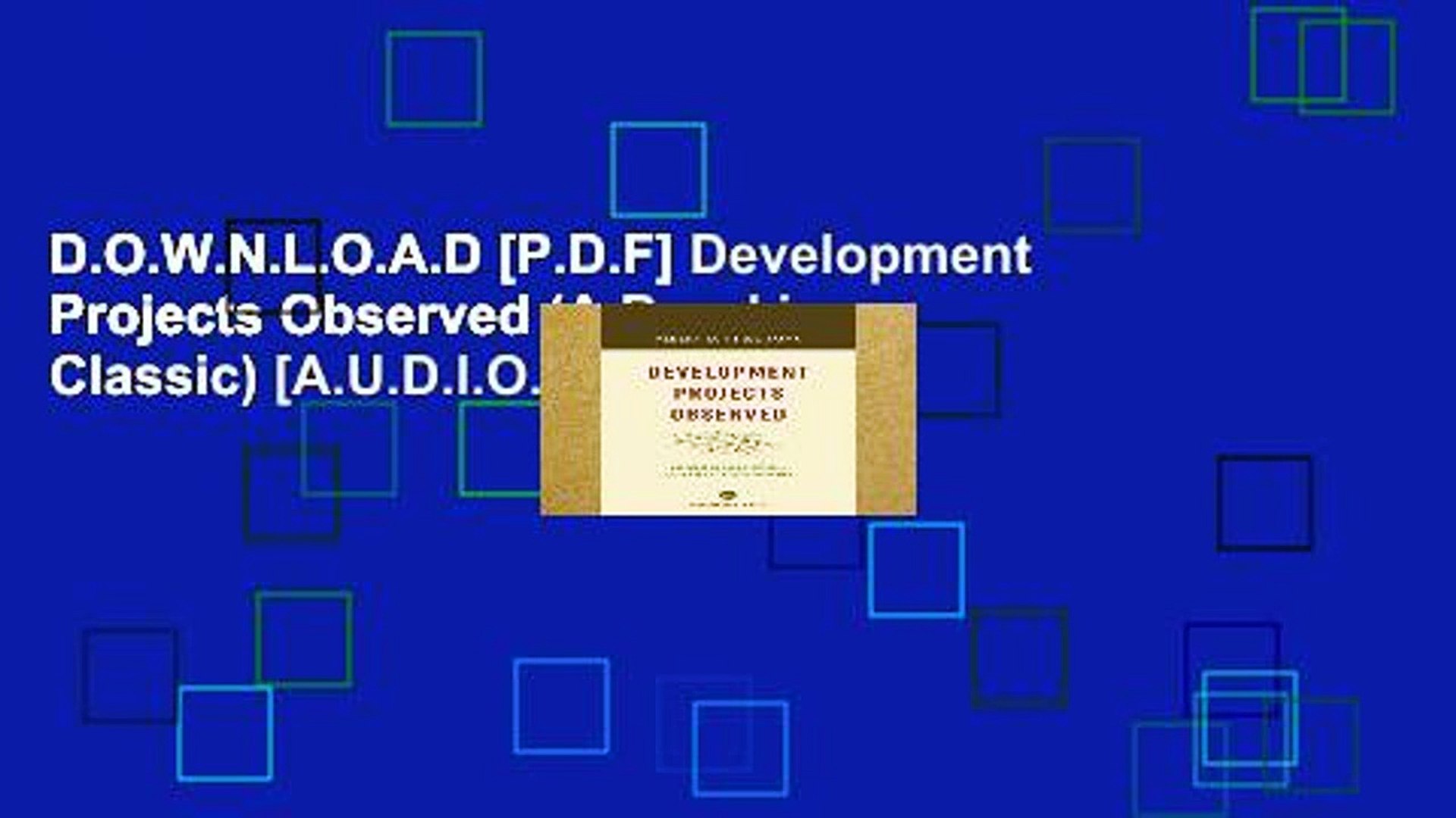 Download Pdf Development Projects Observed A Brookings Classic Audiobook - 