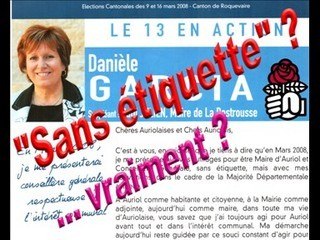 Danièle Garcia "sans étiquette" ? Oh le gros mensonge !  AURIOL