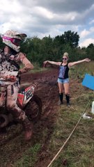 Woman Gets Blasted with Mud