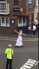 Bride on her Hen do joins in with marching band