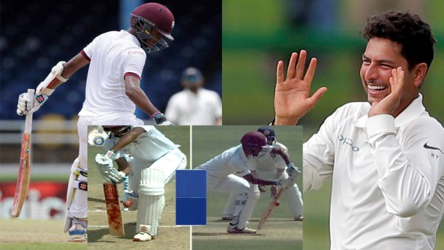 India VS West Indies 2nd Test: Kuldeep Yadav removes Kraigg Brathwaite for 14 | वनइंडिया हिंदी