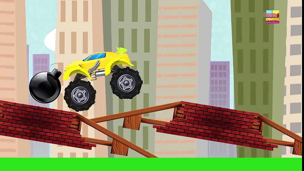 Tv cartoons movies 2019 monster truck   stunts and chase   kids video