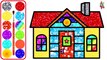 Wie man ein Haus mit funkelnden Farben zeichnet ¦ Künstlerische Farben für Kinder