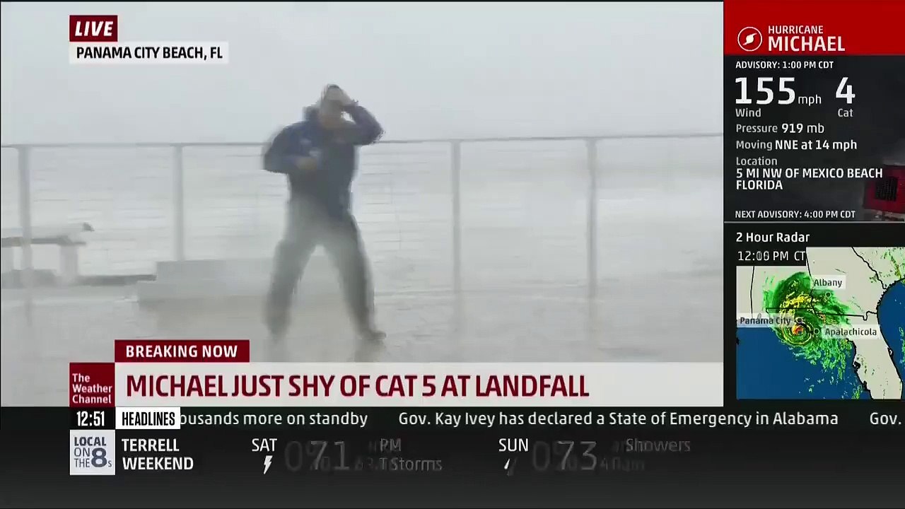Un reporter météo qui a failli perdre la vie lors de l'ouragan Michael