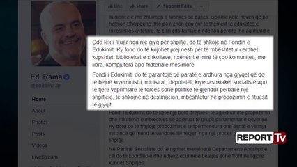 Report Tv-Paketa Antishpifje, Rama: Çdo lek i fituar në gjyq do shkojë në 'fondin e edukimit'